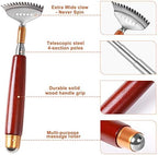 Back Scratcher for Women Men Adults Extendable with Roller Ball & Solid Wood Handle & Sturdy 304 Stainless Steel Claw, Handheld Massager for Face Neck Foot Body