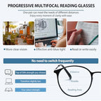 Photochromic Multifocal Progressive Reading Glasses Anti Blue Light Women's Multifocal Sunglasses Turn Blue Reader