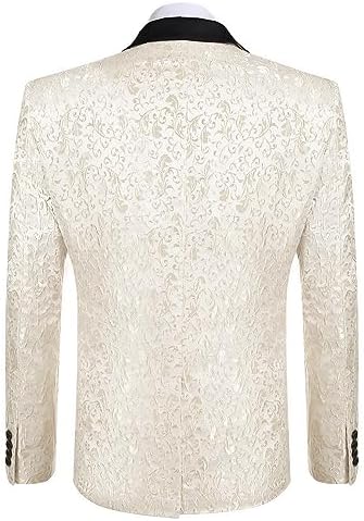 COOFANDY Mens Floral Tuxedo One Button Luxury Shiny Blazer Dinner Party Prom Wedding Suit Jacket