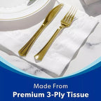 Ultra Premium Elegant 3-Ply White Dinner Napkins, 80 Count (Pack of 2) – Ultra-Soft, Thick, and Absorbent - 160 Total Sheets