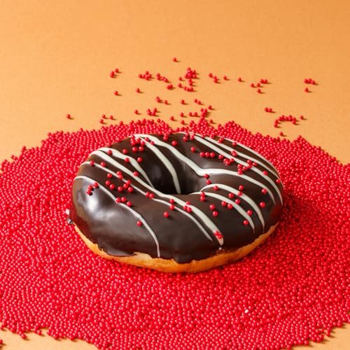 Red Nonpareils Sprinkles, Sujoygar 4oz Edible Cake Sprinkles for Ice Cream Toppings Cupcake Chocolate Decoration, Wedding Party Cookies Baking Dessert Food Supplies
