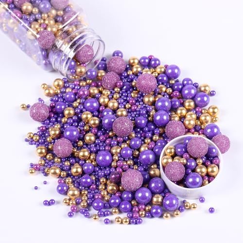 Purple Sprinkles for Cake Decorating 4.23ounce - Sparkle Pearl Sprinkles for Cupcake Toppers, Ice Cream, Candy, Cookie Decorations - Bright Gold Sprinkles for Princess Bridal Shower Wedding Party