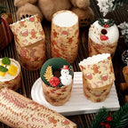 JarThenaAMCS 100Pcs Christmas Baking Cups Gingerbread Man Candy Cane Cupcake Wrappers Brown Red Scalloped Edge Cupcake Muffin Cases for Xmas Winter Dessert Decoration