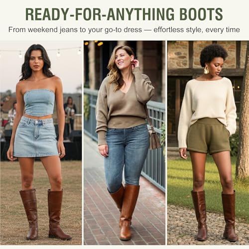 Jeossy Women's 950 Knee High Riding Tall Boots, Comfortable with Metal Buckle and Zipper Boots with Wide Calf and Wide Widths