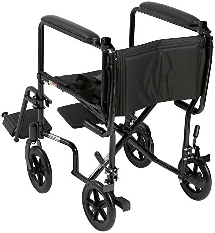 Drive Medical ATC19-BK Lightweight Aluminum Transport Wheelchair with Swing-Away Footrest, Black
