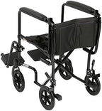 Drive Medical ATC19-BK Lightweight Aluminum Transport Wheelchair with Swing-Away Footrest, Black