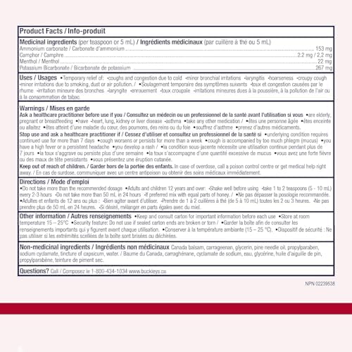 BUCKLEY'S Original COUGH CONGESTION Syrup 100 ml Size