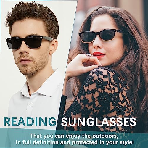 4 Pack Classic Reading Sunglasses for Women Men Spring Hinge, Outdoor Sun Readers Glasses with UV400 Protection