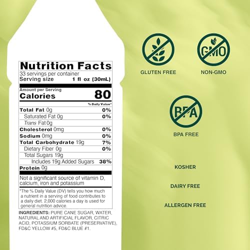 Monin - Cucumber Syrup, Refreshing Sweetness, Natural Flavors, Great for Mocktails, Cocktails, Lemonades, Teas, and Sodas, Non-GMO, Gluten-Free (1 Liter, 2-Pack)