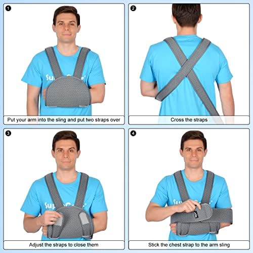 supregear Arm Sling Shoulder Immobilizer for Women & Men, Adjustable Breathable Support Brace for Rotator Cuff, Fracture, Dislocation & Post-Op Recovery, Left or Right Arm