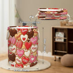 Large Laundry Basket Hamper 58L - Valentines Day Cookies Collapsible Storage Bin for Blankets, Kids Toys, Dirty Clothes, Tall Baby Nursery Hamper for Bedroom, Bathroom Decor, Gift Basket