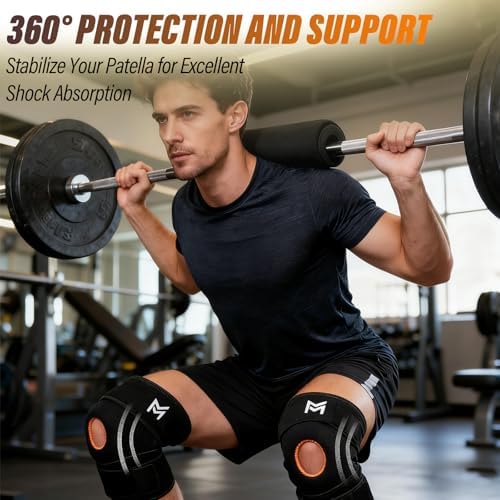 Knee Braces for Knee Pain Relief, Adjustable Knee Brace for Women & Men, Meniscus Tear Support with Dual Side Stabilizers, Knee Compression Sleeve, Wraparound Anti-Pilling Design (Fits 16-20")