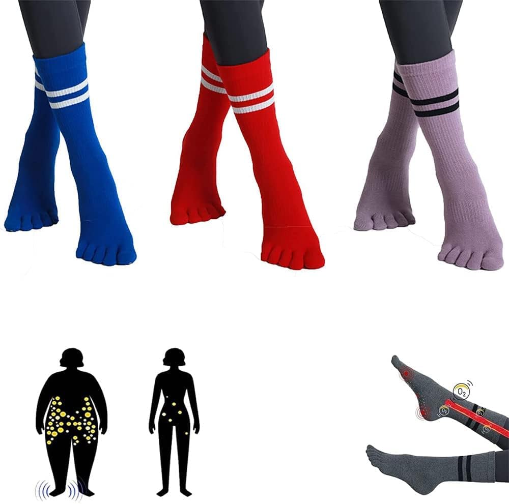 3Pairs Healsox Anti Edema Compression Socks, Tourmaline Acupressure Self-Heating Shaping Socks, Afiz Tourmaline Slimming Health Sock Decrease Swelling (G)