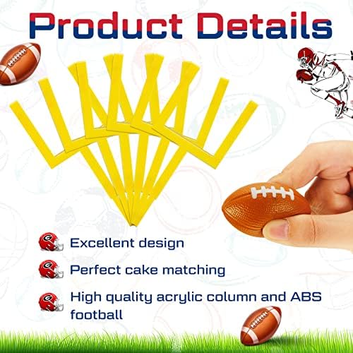 Taiyin 9 Pcs Football Cake Decorations 6 Cake Goal Post Topper Field 3 Mini Sport Balls for Football Themed Birthday Party Event