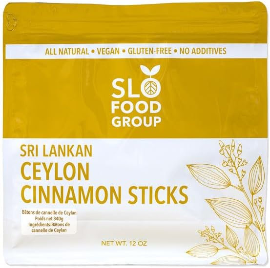 Slofoodgroup Ceylon Cinnamon Sticks - Pure Ceylon Cinnamon Quills 5 Inch Cut Cinnamon Spice from Sri Lanka, True Cinnamon - Cinnamomum Verum, 12 OZ.