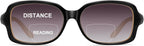 JM Classic Bifocal Reading Glasses Square Stylish Gradient Sunglasses Readers for Women +2.0 Black
