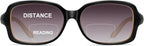 JM Classic Bifocal Reading Glasses Square Stylish Gradient Sunglasses Readers for Women +2.5 Black