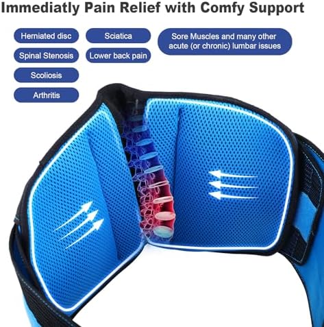 T TIMTAKBO Lumbar Support Belt,Back Brace for Men Lower Back Pain Women,Decompression Lower Back Support Belt for Herniated Disk,Sciatica,Scoliosis,Discectomy（Black-SM