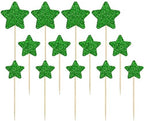 Gyufise 42Pcs Star Cupcake Toppers Green Glitter Assembled Twinkle Star Cupcake Picks Wedding Engagement Bridal Shower Birthday Party Cake Decorations Supplies Mixed Size