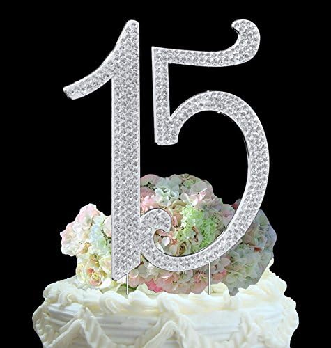 Deluxe Quinceanera 15 numbers cake topper in rhinestone crystals birthday anniversary diamante bling