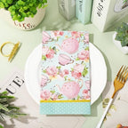 Whaline 100Pcs Floral Tea Party Paper Napkins Teacups Guest Napkins Disposable Dinner Hand Napkin Towel for Spring Mother's Day Bathroom Baby Shower Table Decor Supplies