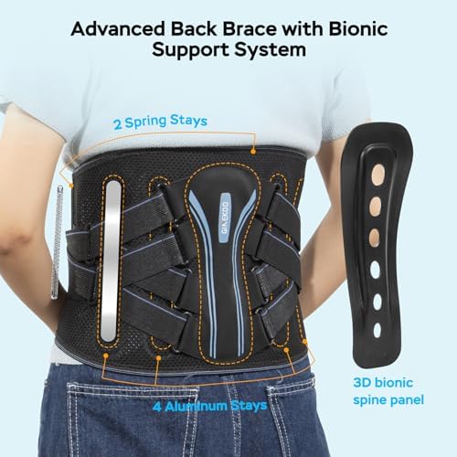 Back Brace for Lower Back Pain, Ergonomic Bionic Support with 3D-Knitted Fabric, Adjustable Lumbar Support Belt for Men & Women, Pain Relief for Sciatica, Herniated Discs, and Scoliosis, XL