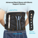 Back Brace for Lower Back Pain, Ergonomic Bionic Support with 3D-Knitted Fabric, Adjustable Lumbar Support Belt for Men & Women, Pain Relief for Sciatica, Herniated Discs, and Scoliosis, XL