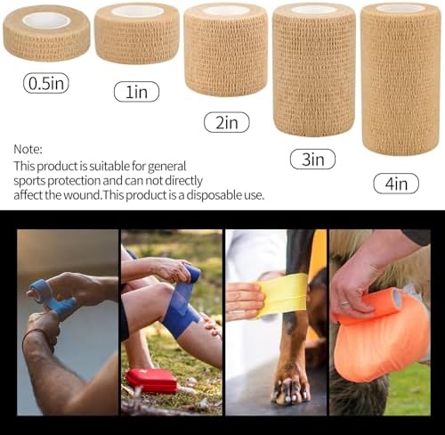 6pcs 4in Self Adhesive Bandage Wraps, 5 Yards Skin Color, Breathable Self-Adherent Wrap Rolls for Sports, Wrist, Ankle and Swelling