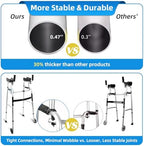 Stand Up Walker for Seniors & Elderly with 6" Bearing Wheels - Dual Mode Platform Walker, Height Adjustable Frame with Arm Support & Storage Bag, Foldable Lightweight Aluminum Upright Mobility Aid