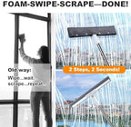 Squeegee Broom for Floor, 18" Heavy Duty Floor Squeegee with Rubber Scrubbing Teeth, 2-in-1 Magic Silicone Broom for Pet Hair, Dust, Water, Tile and Carpet, 61" Long Handle