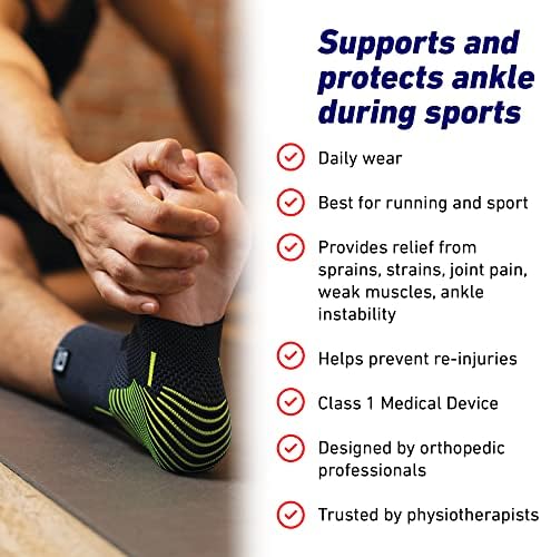 Neo-G Ankle Compression Sleeve Sports – Active – Ankle Compression Sleeve for Running - Lightweight, Elastic, Helps with Strains, Weak Ankles, Injury Recovery, Ankle Swelling Relief - M