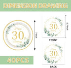 40Pcs Sege Greenery 30th Birthday Decorations for Her Him Eucalyptus-themed Plates and Napkins Set Party Supplies Disposable Sage Tableware for Men Women Happy 30th Birthday Decorations
