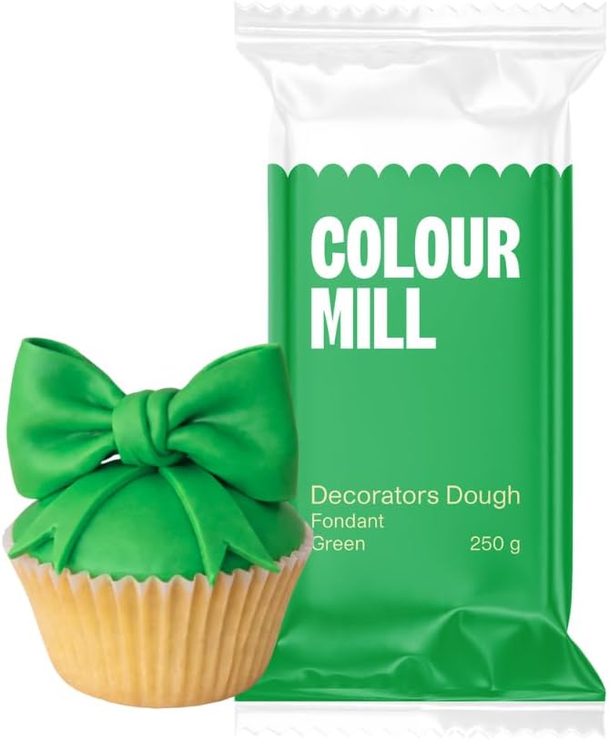 Colour Mill Decorators Dough Edible Cake Covering | Easy-to-Roll, Easy-to-Drape Fondant | Vanilla-Flavored Sugarpaste - 8.8 Ounce Green