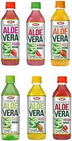 OKF Farmer's Aloe Vera Drink with Pulp Variety Pack includes Original, Pineapple, Mango, Watermelon, Pomegranate, and Strawberry.(6 Flavor Variety Pack, 12 Pack)