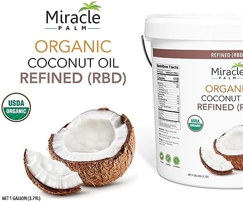 Organic Refined Coconut Oil (RBD) | Gallon Pail | by Miracle Palm