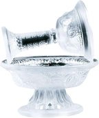 SHOWERORO Buddhist Offering Cup Set of 2 Decorative Crystal Glass Footed Bowl Multi-Use Cup for Home for Rituals and Ceremonies