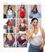 FeelinGirl Shapewear Bodysuit for Women Lace Body Suit Body Shaper Thong V Neck Tummy Control