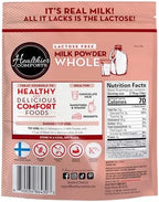 Healthier Comforts Lactose Free Whole Milk Powder | Non-GMO, rBST Hormone Free, Kosher, Gluten Free, No Fillers | Baking, Coffee Creamer, Shakes, Pantry Staple, Camping | Makes 14 cups (7 oz)