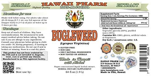 Bugleweed Alcohol-Free Liquid Extract, Bugleweed (Lycopus Virginicus) Dried Leaf and Flower Glycerite Hawaii Pharm Natural Herbal Supplement 64 oz