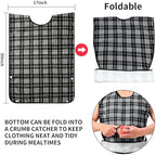 XKDOUS 3 Pack Adult Bibs for Men & Seniors, Reusable & Waterproof Clothing Protector with Crumb Catcher Pocket for Eating, Feeding Bibs for Elderly Women Men, Ideal Senior Citizens Gifts