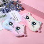 2 PCS Kids Sleep Mask, Plush Cat Sleeping Eye Mask, Sleep Masks for Women Girls Teens, Night Eyeshade Cover for Home Travel