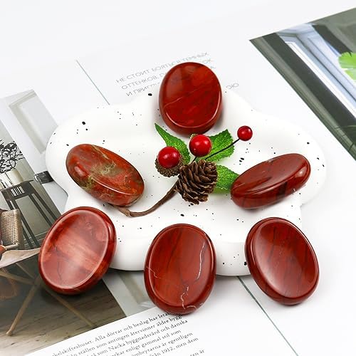 Red Jasper Crystals Rock Worry Stones for Kids, Oval Palm Stone, Thumb Stone, Crystals and Healing Stones Quartz Bulk for Wicca, Reiki, Healing Energy, Chakra Stones, Witchcraft Supplies(1PCS)