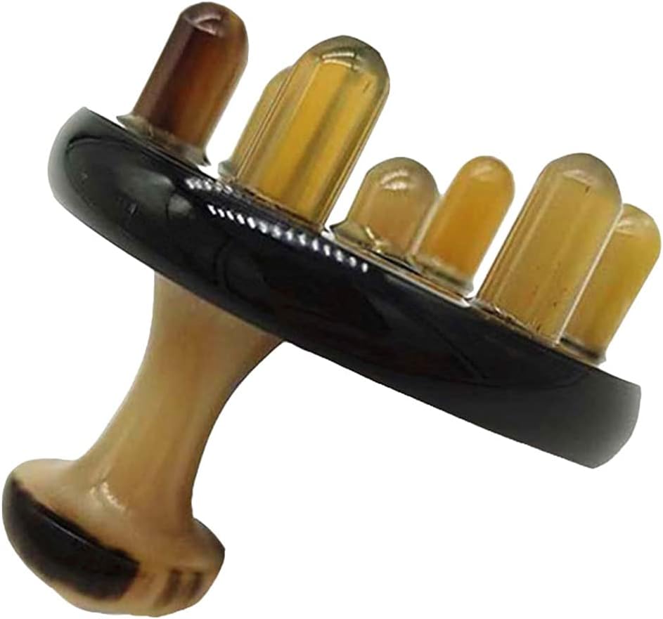 EXCEART Natural Ox Horn Hair Comb Guasha Scraping Massage Comb Anti Static Wide Tooth Comb Hair Scalp Massager Head Massage Therapy Tool