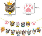 TSJ Cat Birthday Banner, Cat Face Party Banner, Kitty Theme Party Bunting Decoration for Birthday Party Favors