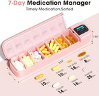 Daviky Automatic Pill Dispenser, Smart Pill Organizer with Alarm, Pill Box 7 Day with APP, Weekly Travel Pill Case, Portable Pill Reminder for Medicines, Supplements and Vitamins (Pink)