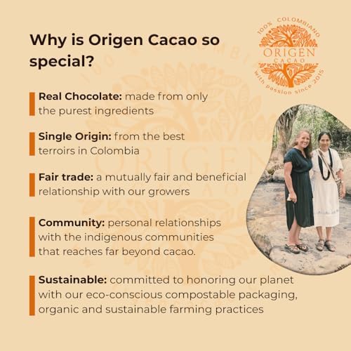 Origen Ceremonial Cacao – 100% Natural Ceremonial Grade Cacao – Unsweetened & Anti Oxidant Pure SuperFood – Indigenous Criollo from the Arhuaco Tribe – Vegan, Gluten-free – 16 oz, Block