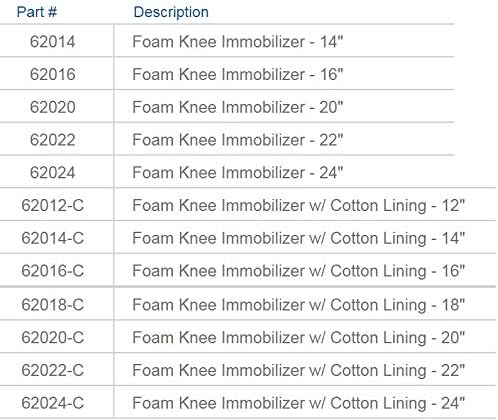 United Ortho 62016 Foam Knee Immobilizer, 16" Size, Black