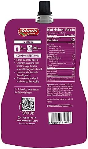 Adonis - Beef Kebab Quick Marinade, 6 oz (170g), Ready to Use Liquid Seasoning Marinade