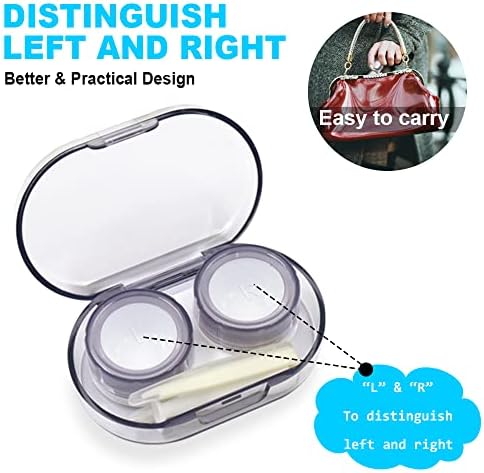8 Pack Clear Contact Lens Case with Inserter/Remover & Tweezer, 4 Colors Leak-Proof Bulk Contact Cases with Box, Lenses Holder Kit with L/R Mark, Style B