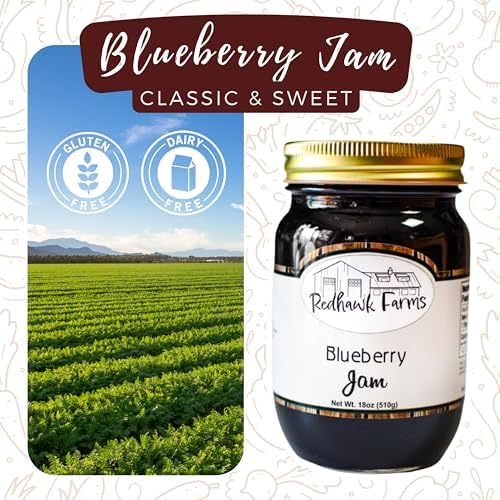 Redhawk Farms Blueberry Jam - Blueberry Preserves - Homemade Jams, Jellies, & Preserves (18 Oz, Pack of 2)